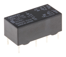 Przekaźnik sygnału, 24V dc, 1 A, DPDT, 2-polowy, montaż PCB, Omron G6A