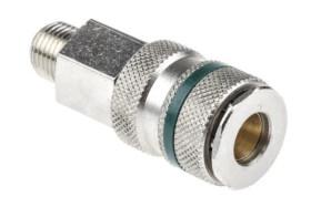 Szybkozłączka pneumatyczna, materiał Mosiądz, stal, złącze R 1/4 męskie, RS PRO Rectus 17, Schrader NW5