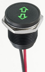 Lampka kontrolna do montażu panelowego 12V dc, zielona 16mm LED Czarny Wyprowadzenia APEM