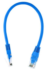 Patch Cord U/UTP kat.5e 0,25m CCA niebieski; Conotech