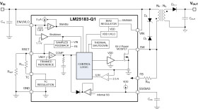 Automotive 42-VIN no-opto flyback converter with 65-V, 2.5-A integrated MOSFET