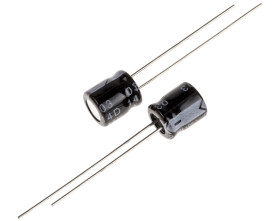 Kondensator 47μF 35V dc Radialny, Otwór przelotowy RS PRO roztaw: 2.5mm 6 (Dia.) x 7mm