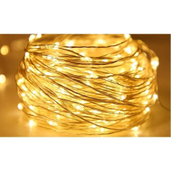 Ozdobny drucik, łańcuch LED 10m, biały ciepły 2700K, zasilanie USB