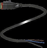 Sensor actuator cable, DEUTSCH cable socket, straight to open end, 3 pole, 3 m, PUR, black, 8 A, 305288