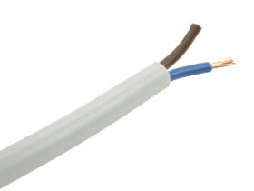 Przewód; prądowy; H03VV-F (OMYo); 2x0,75mm2; linka; Cu; biały; okrągły; PVC; 5,3mm; 300/300V; 19731; 8720; RoHS