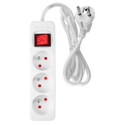 Listwa zasilająca 3 gniazda 3m, 3x1.5mm2, biały, ON/OFF 90-178