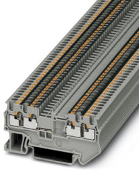 Through terminal block, push-in connection, 0.14-1.5 mm², 4 pole, 15 A, 6 kV, gray, 3208359