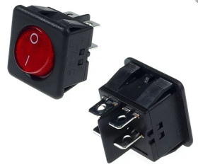 PRZEŁĄCZNIK KLAWISZOWY MIRS201-5R 16A 250V (20A 125V) DPST 4PIN CZERWONE PODŚWIETLENIE (PRZEL-MIRS201-5R)