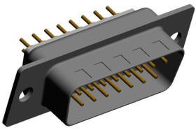 Złącze D-Sub 15-pinowe Męski Kątowe Przewlekany raster 2.769mm Złoto