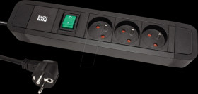 350.053 PRIMO 2 3x UTE 1x switch 2.0 m CEE7/7, black, 2 m