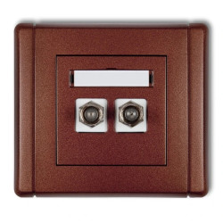 FLEXI Gniazdo antenowe podwójne typu F (SAT) pozłacane brązowy metalik 9FGF-2.1