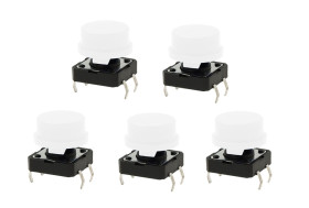 Opencircuit Tactiele button 12x12x7,3mm white - 5 pcs
