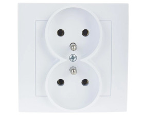 AS Gniazdo podwójne z/u białe GP-2GZ/00