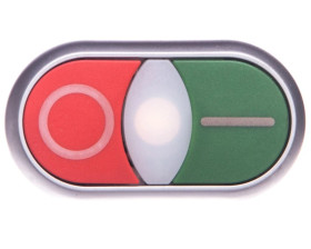 Napęd przycisku podwójny zielony/czerwony /I-O/ 22mm IP66 z podświetleniem z samopowrotem M22-DDLF-GR-X1/X0 284814