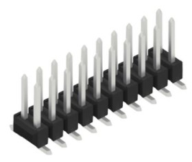 Pin header, 20 pole, pitch 2.54 mm, angled, black, 10049481