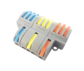 ZŁĄCZKA SZYBKOZŁĄCZKA PRZELOTOWA OŚWIETLENIOWA ZACISKOWA 2-TOROWA 3 NA 9 ROZGAŁĘZIACZ / ROZGAŁĘŹNIK / ROZDZIELACZ Z 3 NA 9 PRZEW