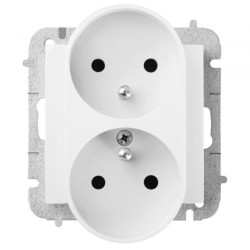 SANTRA gniazdo 2x2P+Z modułowe bez ramki podtynkowe biały 4143-10