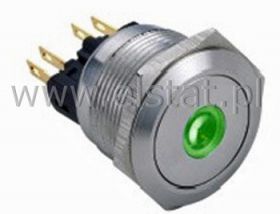 Przycisk chwilowy LED 24V zielony; płaski fi 22mm