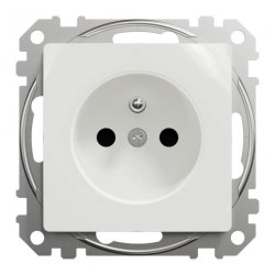 Gniazdo pojedyncze z uziem (2P+PE), z przesłonami torów prądowych, białe, Sedna Design i Elements SDD111011