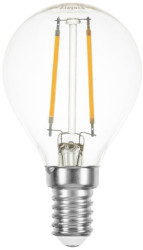 LED lamp, E14, 2 W, 250 lm, 240 V (DC), 240 V (AC), 2700 K, clear, warm white, E, FP142CL