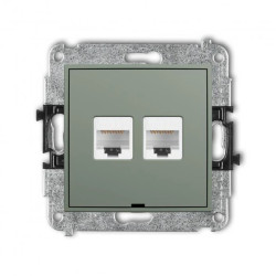 MINI Mechanizm gniazda komputerowego podwójnego 2xRJ45, kat. 5e, 8-stykowy, bez pola opisowego szałwiowy 61MGKBO-2