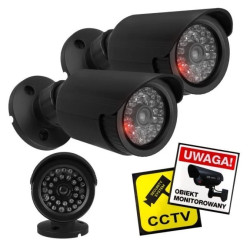 Zestaw dwóch atrap kamer tubowych, diody IR LED, czarna, zasilanie 2xAA (brak w zestawie), ABS, IR1800 BT