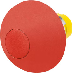 Mushroom pushbutton, unlit, groping, waistband round, red, front ring yellow, mounting Ø 22.3 mm, 46-2531.1K20.000