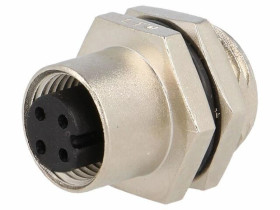Złącze M12, żeńskie, PIN:4, gniazdo, proste, 250V M12A-04PFFS-SH8001