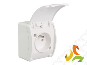 KOALA Gniazdo pojedyncze z uziemieniem natynkowe VG-1 białe z klapką białą 61.371 ELEKTRO-PLAST
