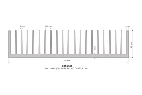 Radiator; C26260; 13,3kg/m; żebrowany; 262mm; 60mm; Firma Piekarz