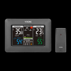 Bezprzewodowa stacja pogodowa z pomiarem temperatury i wilgotności zewnętrznej i wewnętrznej czarna WS-1/B