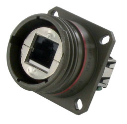 Złącze Ethernet Gniazdo Złącze RJ45 Montaż na kołnierzu Cat6a Amphenol Socapex, proste 8-żyłowe