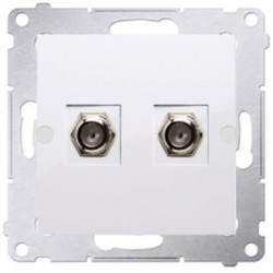 Gniazdo antenowy SAT typ F podwójne SIMON 54 białe Kontakt Simon DASF2.01/11