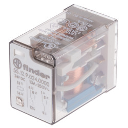 Przekaźnik mocy 24V dc DPDT Finder 1W, montaż PCB +600Ω Otwór przezierny