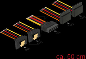 60155 SATA 15 Pin Stecker &gt; SATA 15 Pin Buchse 2 straight, 2 down 90°
