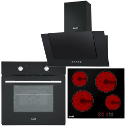 Baridi DH186 Integrated Ceramic 4 Zone Hob, Fan Oven &amp; Angled Cooker Hood