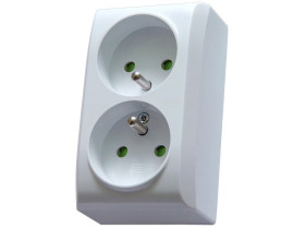 BIS Gniazdo podwójne z uziemieniem z przesłonami torów prądowych biały GN-2BZP/00 OSPEL