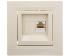 Gniazdo komputerowe Asfora pojedyncze RJ45 kat.6 kremowe z ramką EPH4700123