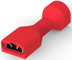 Insulated flat plug sleeve, 4.75 x 0.51 mm, 0.32 to 0.82 mm², AWG 22 to 18, brass, tin-plated, red, 2-520262-2