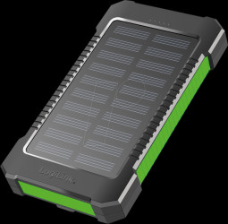 PA0303 Powerbank, LiPo, 8000 mAh, 2x USB-A, Solar, schwarz/grün