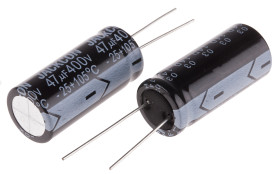 Kondensator 47μF 400V dc Radialny, Otwór przelotowy RS PRO roztaw: 7.5mm 16 (Dia.) x 36mm
