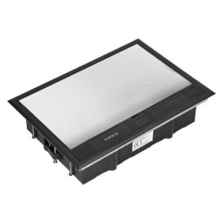 Puszka podłogowa na gniazda modułowe 8 x 45x45mm lub 16 x 22,5x45mm, pokrywa: stal nierdzewna, czarna,OR-GP-9203/SS