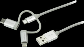 LTCUB1MGR 3-in-1 cable 1m Lightning, USB Type-C, micro-B.