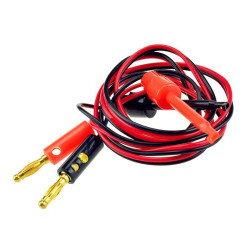 Przewód pomiarowy Banan-Chwytak Czarny+Czerwony złocone, 1m
