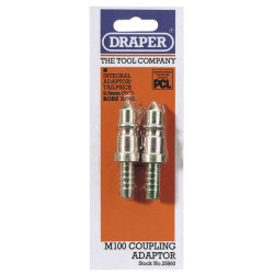 Draper 25860 3/8&quot; Air Line Coupling Integral Adaptor / Tailpiece Pack of 2