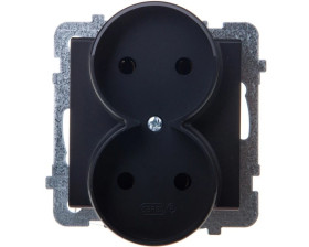 SONATA Gniazdo podwójne b/u czarny metalik GP-2RR/m/33