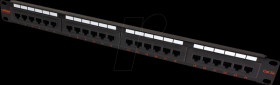 26110349 19" patch panel, 1 U, 24-port, Cat. 5e, black