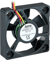DC axial fan, 12 V, 40 x 40 x 10 mm, 11.1 m³/h, 21 dB, ball bearing, SEPA MFB40H12A