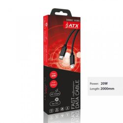 KABEL ATX BRAIDED LIGHTNIN/TYPE C 2M 20W