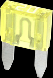 Automotive flat fuse, 20 A, 32 V, yellow, (L x W x H) 11.1 x 3.9 x 16.2 mm, F7020